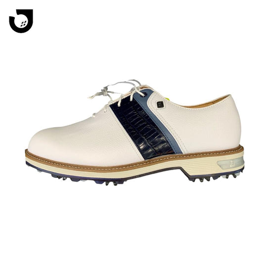 Gambar Footjoy Premiere Tarlow Men'S Spiked Shoes (White/Navy Blue) di Matraman, Jakarta Timur dari Jakarta Golf Shop